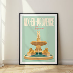 Aix-en-Provence Pastel Pop Art Travel Poster – France
