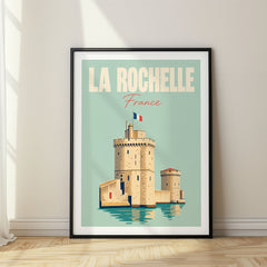 La Rochelle Pastel Pop Art Travel Poster – France