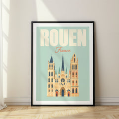 Rouen Pastel Pop Art Travel Poster – France