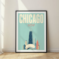 Chicago Pastel Pop Art Travel Poster – USA