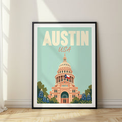 Austin Pastel Pop Art Travel Poster – USA