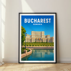 Bucharest Vibrant Digital Travel Poster – Romania