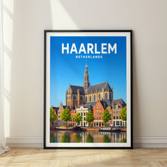 Haarlem Vibrant Digital Travel Poster – Netherlands