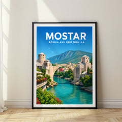 Mostar Vibrant Digital Travel Poster – Bosnia and Herzegovina