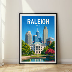 Raleigh Vibrant Digital Travel Poster – USA