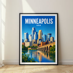 Minneapolis Vibrant Digital Travel Poster – USA