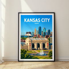 Kansas City Vibrant Digital Travel Poster – USA