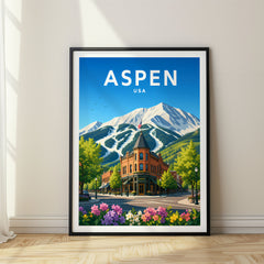 Aspen Vibrant Digital Travel Poster – USA