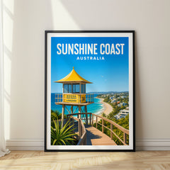 Sunshine Coast Vibrant Digital Travel Poster – Australia