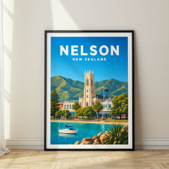 Nelson Vibrant Digital Travel Poster – New Zealand