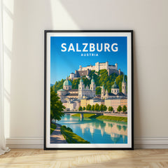 Salzburg Vibrant Digital Travel Poster – Austria