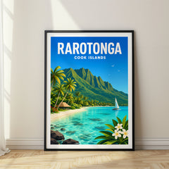 Rarotonga Vibrant Digital Travel Poster – Cook Islands