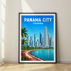 Panama City Vibrant Digital Travel Poster – Panama