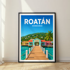 Roatán Vibrant Digital Travel Poster – Honduras