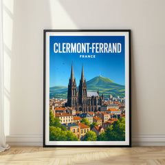 Clermont-Ferrand Vibrant Digital Travel Poster – France