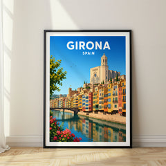 Girona Vibrant Digital Travel Poster – Spain