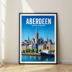 Aberdeen Vibrant Digital Travel Poster – United Kingdom
