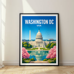 Washington DC Vibrant Digital Travel Poster – USA