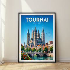 Tournai Vibrant Digital Travel Poster – Belgium