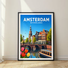 Amsterdam Vibrant Digital Travel Poster – Netherlands