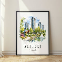 Surrey Watercolor Travel Poster – Canada