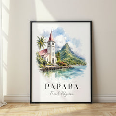 Papara Watercolor Travel Poster – French Polynesia