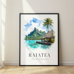Raiatea Watercolor Travel Poster – French Polynesia