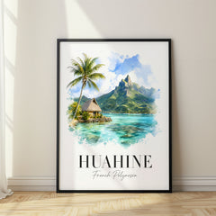 Huahine Watercolor Travel Poster – French Polynesia