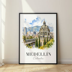 Medellín Watercolor Travel Poster – Palace of Culture