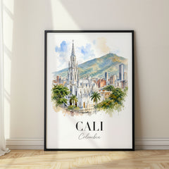 Cali Watercolor Travel Poster – La Ermita Church