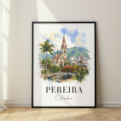 Pereira Watercolor Travel Poster – Colombia