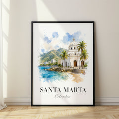 Santa Marta Watercolor Travel Poster – Colombia