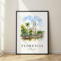 Florencia Watercolor Travel Poster – Colombia
