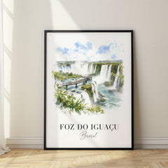 Foz do Iguaçu Watercolor Travel Poster – Brazil