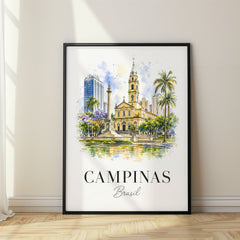 Campinas Watercolor Travel Poster – Brazil