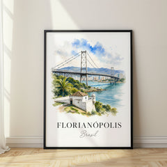 Florianópolis Watercolor Travel Poster – Brazil