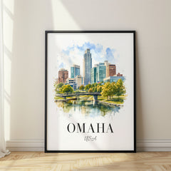 Omaha Watercolor Travel Poster – USA