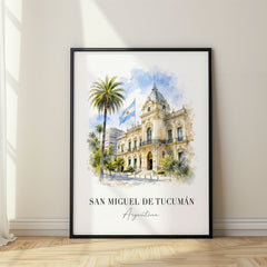 San Miguel de Tucumán Watercolor Travel Poster – Argentina