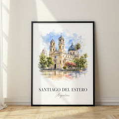 Santiago del Estero Watercolor Travel Poster – Argentina