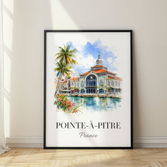 Pointe-à-Pitre Watercolor Travel Poster – France