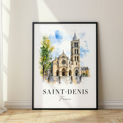 Saint-Denis Watercolor Travel Poster – France