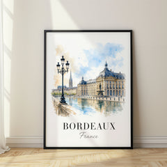 Bordeaux Watercolor Travel Poster – France