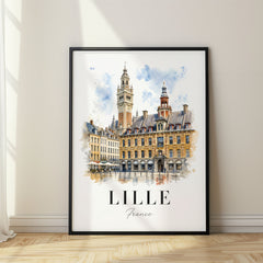 Lille Watercolor Travel Poster – France