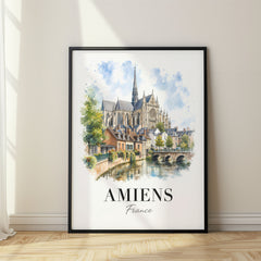 Amiens Watercolor Travel Poster – France