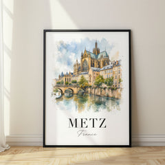 Metz Watercolor Travel Poster – France