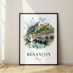 Besançon Watercolor Travel Poster – France