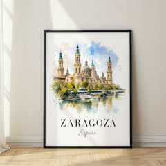 Zaragoza Watercolor Travel Poster – Spain