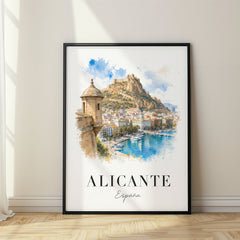 Alicante Watercolor Travel Poster – Spain