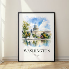 Washington Watercolor Travel Poster – USA