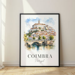 Coimbra Watercolor Travel Poster – Portugal